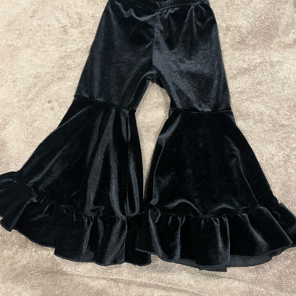 Velvety Flare Kids Bottoms - Black